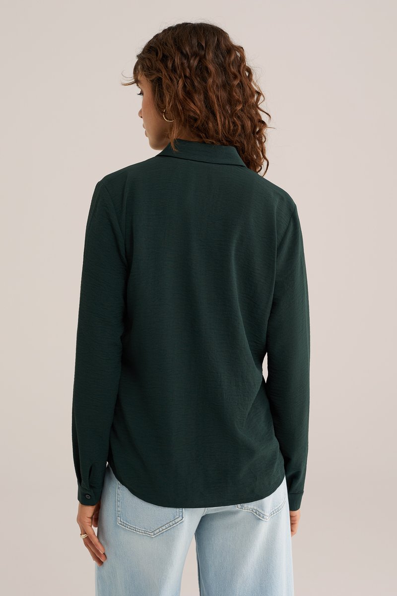 Vivilli Camicia A Tunica Donna Maniche Corte, Colletto Con Risvolto, Verde Scuro, XX-Large. Elegante E Casual Per L'ufficio O Il Tempo Libero. - 5
