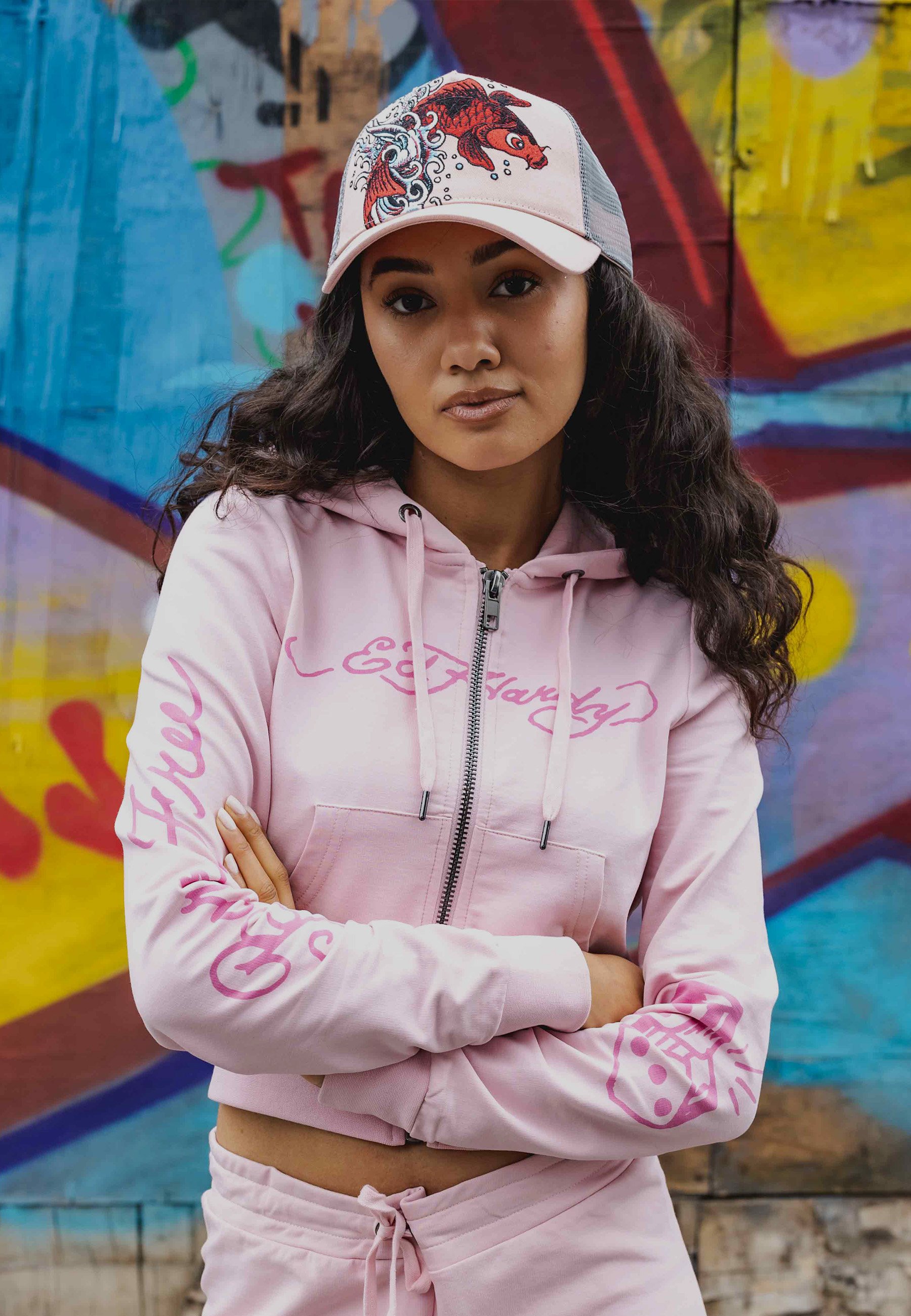 Ed Hardy KOI FISHING FRONT - Cap - dusty pink grey/pink - Zalando
