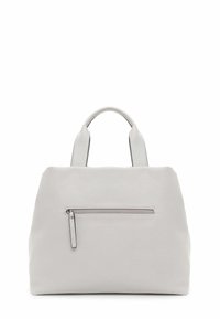 Hallhalline nahast kott struktureeritud kujuga, kahe ülemise käepideme ja esipaneelil lukuga taskuga. Sile tekstuur ja minimalistlik disain.