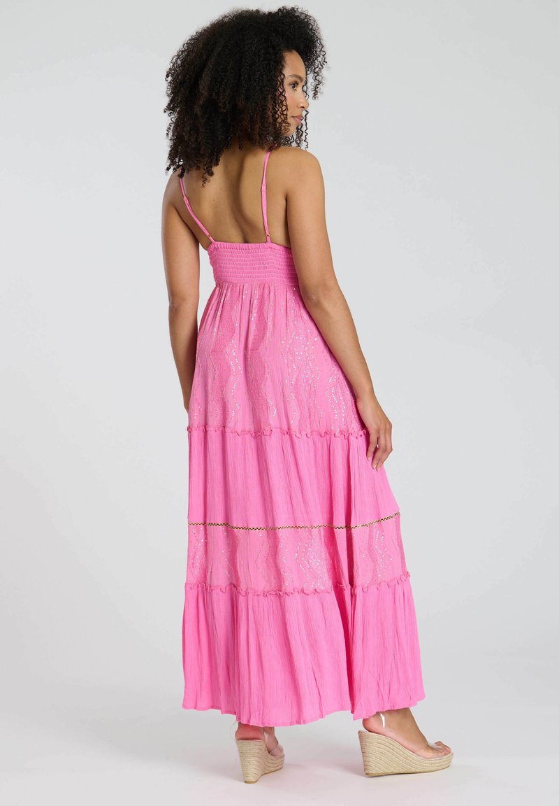 VESTITO LUNGO DONNA BEACH MYWEAR - MAXI DRESS IN LYCEL, SCOLLO A V, PER SPIAGGIA E ESTATE