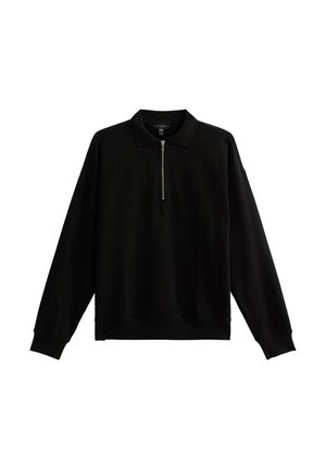 QUARTER ZIP - Poloshirt - black