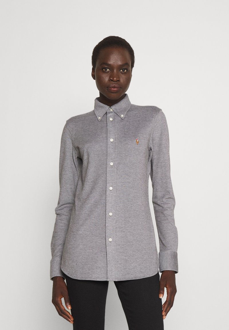 Polo Ralph Lauren HEIDI LONG SLEEVE - Blusa com botões - dark charcoal heather