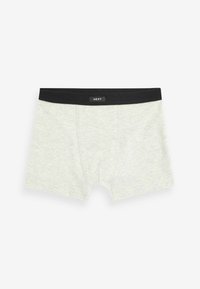Grijze boxershorts voor mannen van rekbare stof, met een zwarte elastische tailleband met het "NEXT"-logo en een gladde, zachte textuur.