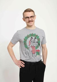 Henry Tiger MICKEY CLASSIC CHRISTMAS FAIRISLE PLUTO UNISEX - T-shirt med print - melange grey