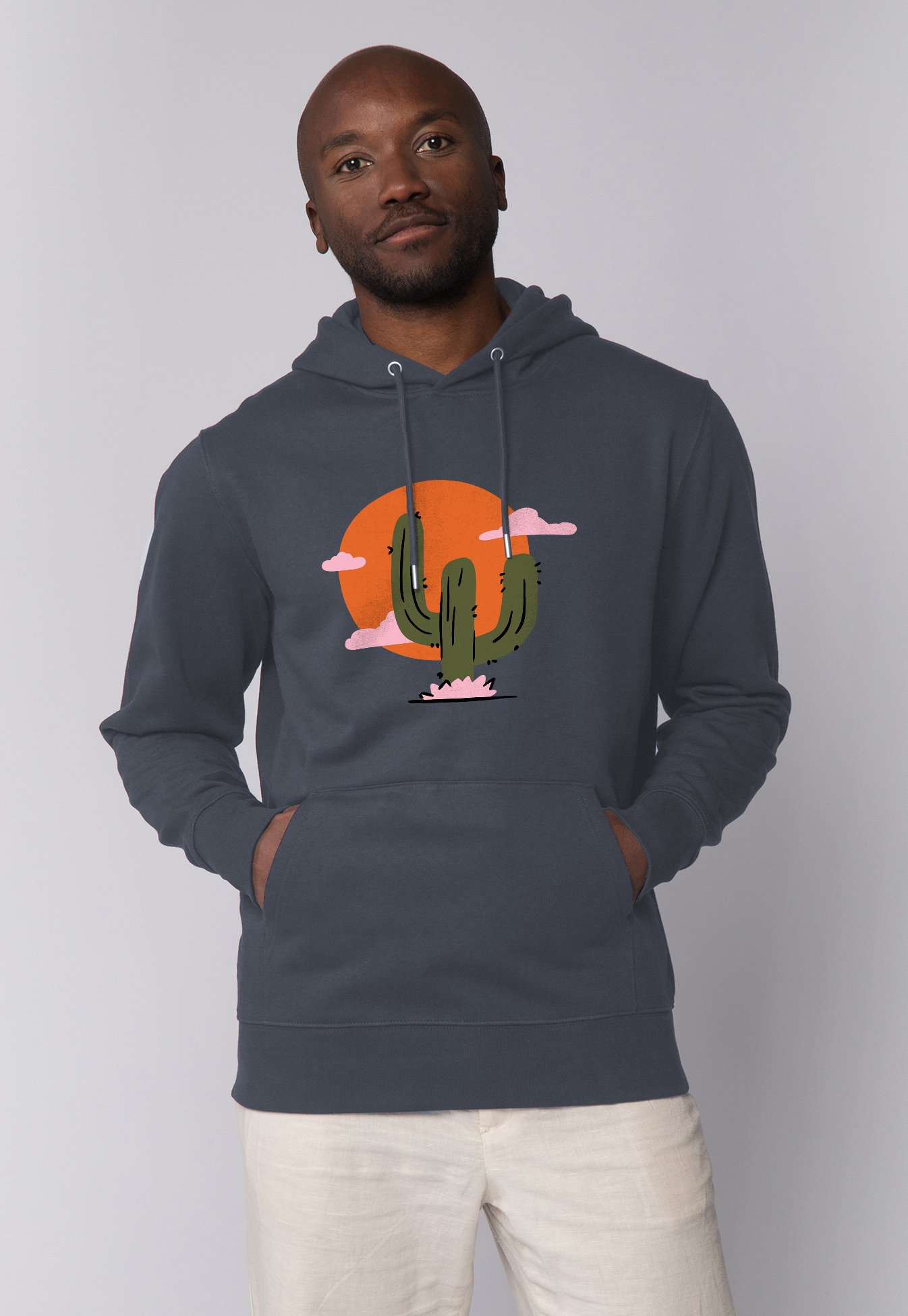 watapparel KAKTUS IM SONNENUNTERGANG - Kapuzenpullover - india ink  grey/anthrazit - Zalando.at