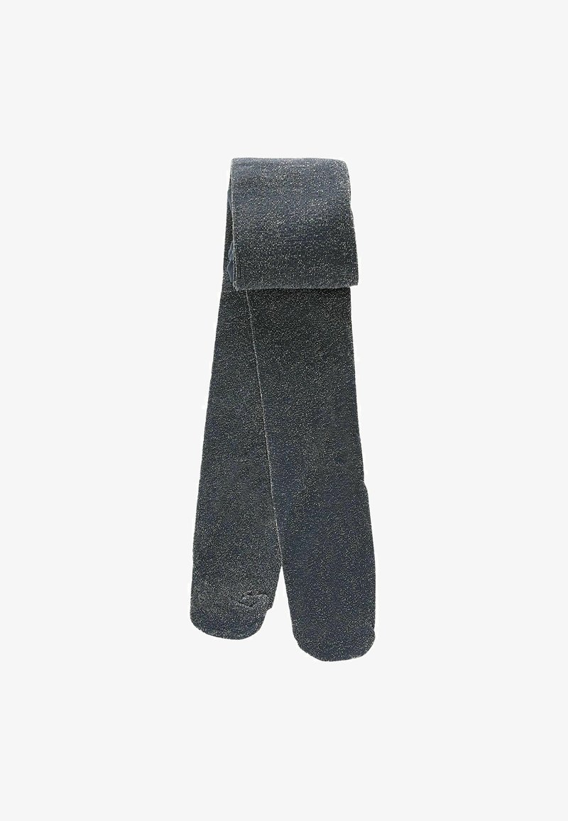 Ciemnoszare skarpetki o gładkiej fakturze, z podwiniętym mankietem i minimalnymi detalami błyszczącymi na całej tkaninie.