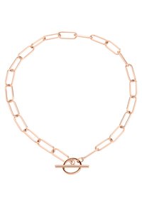 Halskæde i rosaguld med forlængede kædelinks. Har en rund toggle-lås til lukning. Glat, reflekterende overflade.