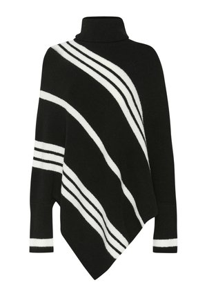 Cream KUMA TURTELNECK PONCHO - Skraistė - black