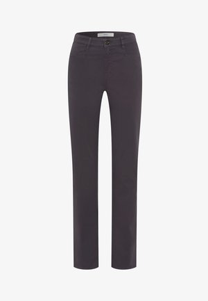 Slim-fit, donkergrijze broek gemaakt van een katoenmixstof. Voorzien van een ritssluiting, steekzakken aan de voorkant en een subtiele structuur. Klassiek ontwerp.