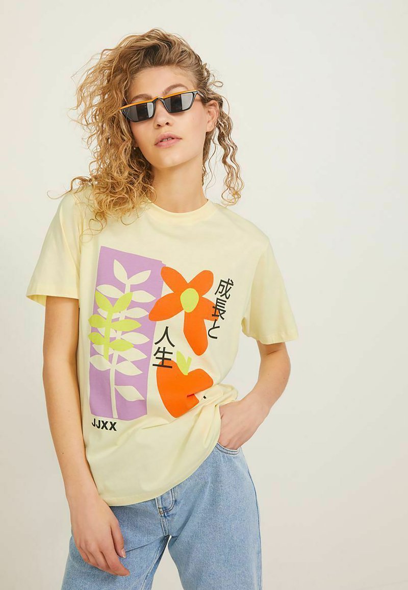 Damen T-Shirts | JJXX JXEDITH RELAXED TEE T-Shirt print pastel yellow/gelb - MF17480 Damen T-Shirts | JJXX JXEDITH RELAXED TEE T-Shirt print pastel yellow/gelb - MF17480