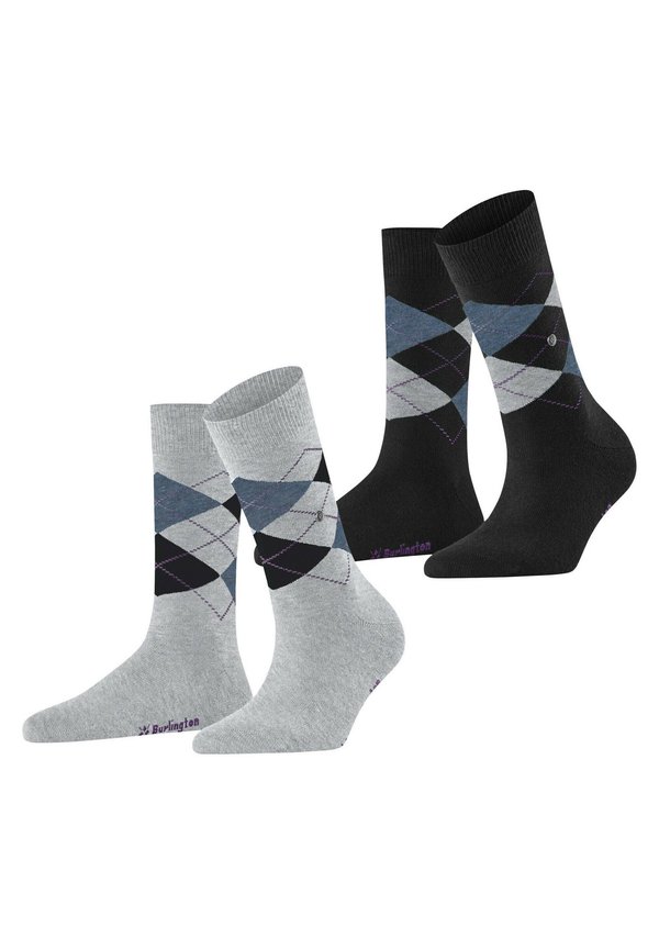 2ER PACK - ARGYLE, RAUTENMUSTER, CLIP, ONESIZE - Socken - schwarz grau blau