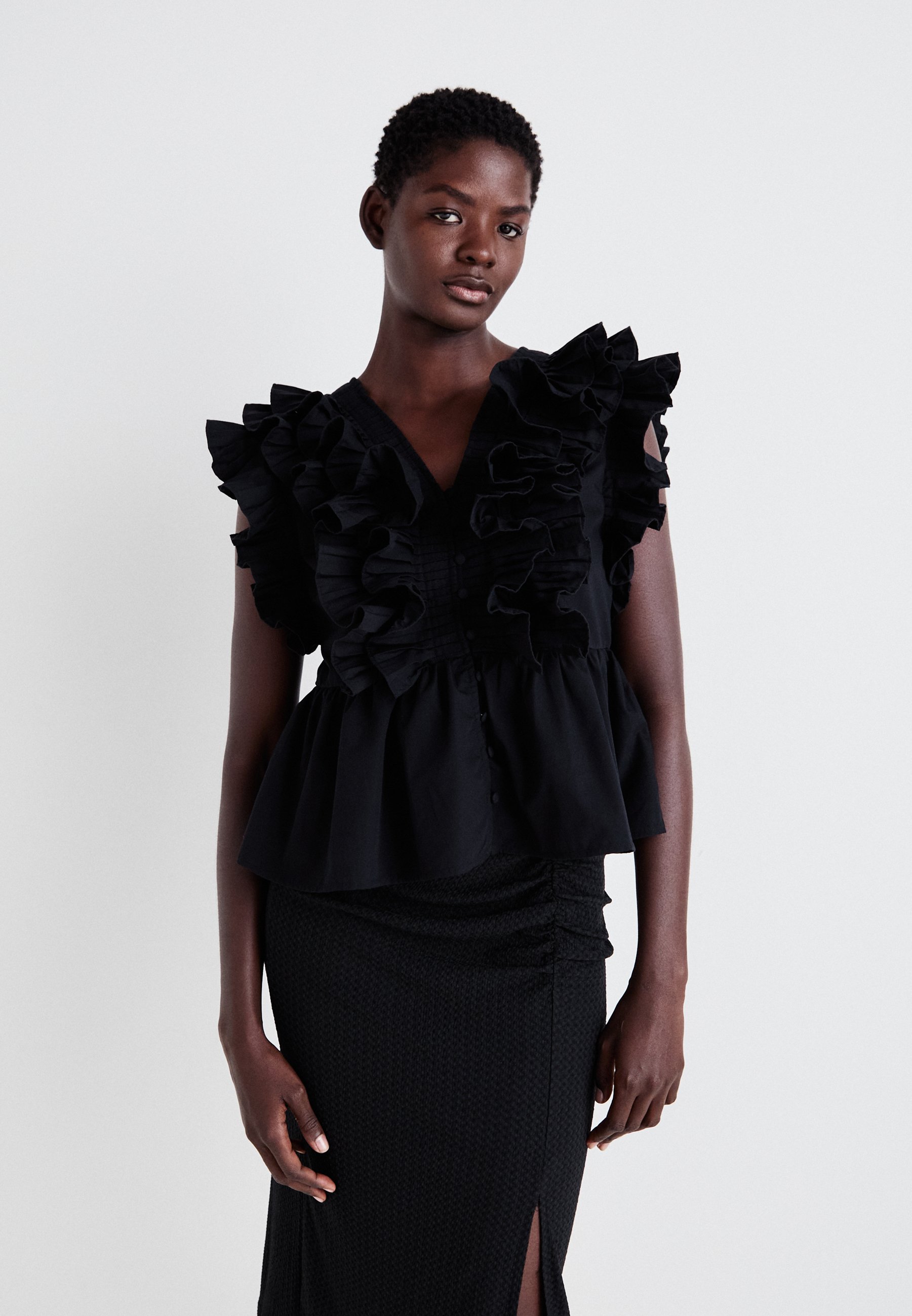 YAS YASRUNA RUFFLE - Blouse - black - Zalando