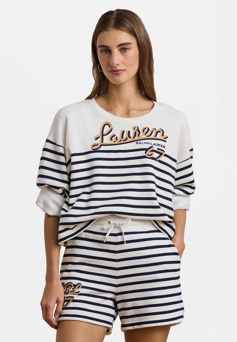 Lauren Ralph Lauren - STRIPED FRENCH TERRY CROPPED SWEATSHIRT - Jumper - white/refined navy, Enlarge