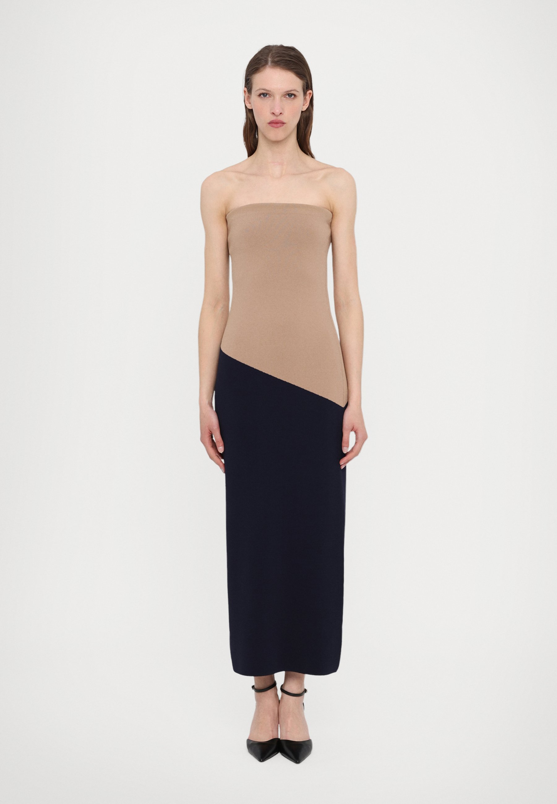 Et Ochs LILIANA DRESS - Jumper dress - camel/navy/dark blue