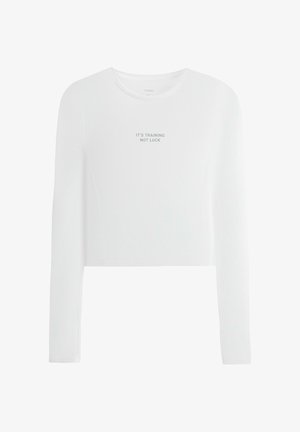 OYSHO, LONG-SLEEVED TECHNICAL T-SHIRT WITH TEXT - Langarmshirt - white
