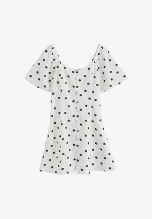 Next, TALL FIT - FLUTTER SLEEVE MINI DRESS . - Blusenkleid - white black polka dot