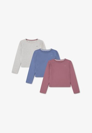 TEE 3 PACK - T-shirt à manches longues - mauve/blue/beige