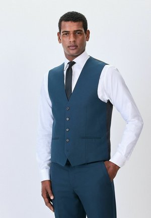 TEXTURED REGULAR FIT - Anzugweste - new teal blue
