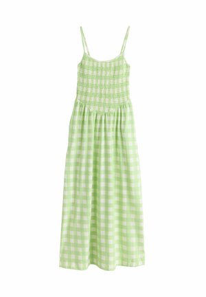 REGULAR FIT - SQUARE NECK SHIRRED STRAPPY DRESS  . - Maxi ruha - light green cream