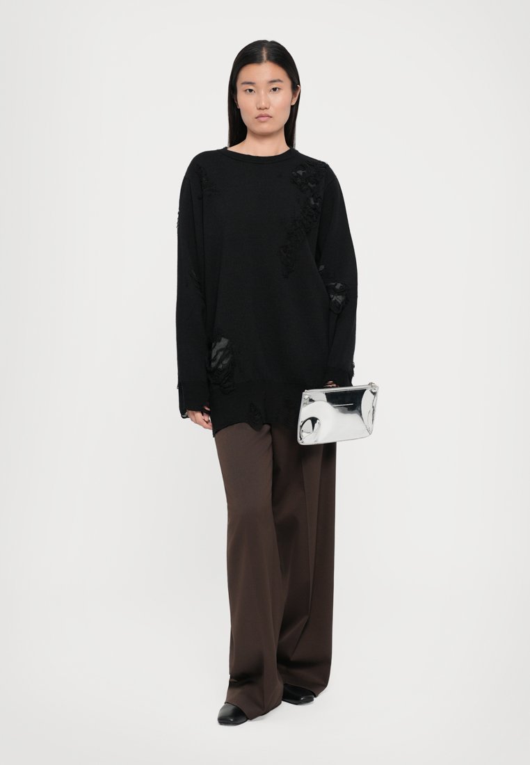 トップス Maison Margiera Oversize Docking Sweat MM6 Maison Margiela CREW NECK - Jumper - black/dark grey/beige