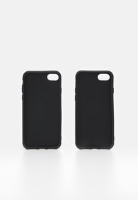 Black smartphone cases with smooth matte finish, rounded edges, cutouts for camera and buttons, and slightly raised lips for screen protection.