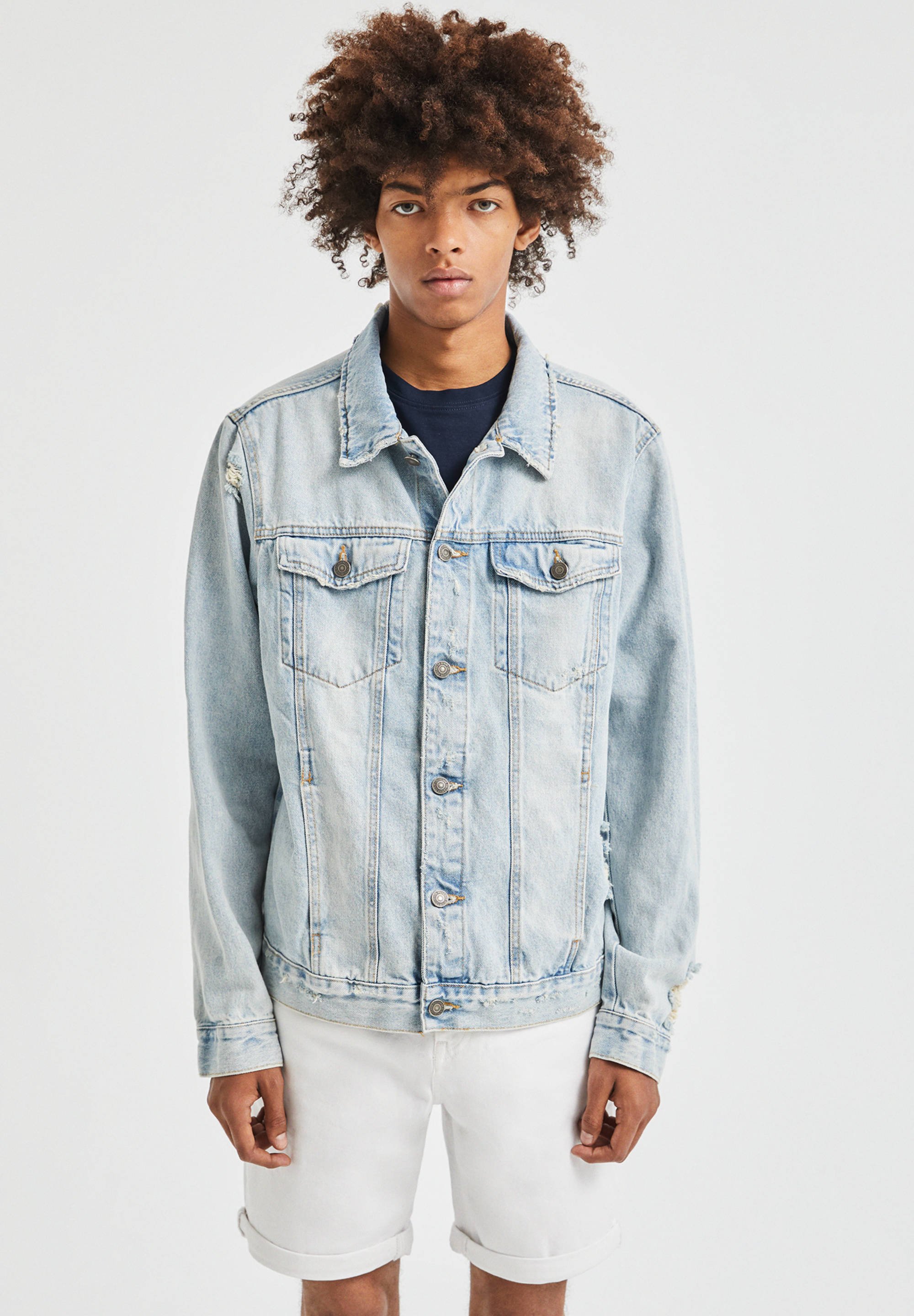 pull&bear denim jacket in light blue