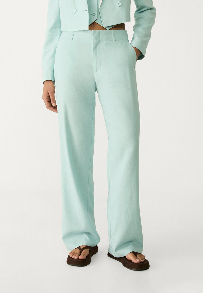 Stradivarius - FLOWING STRAIGHT-LEG - Trousers - turquoise, Enlarge