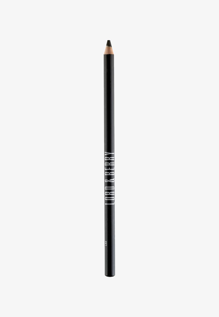 Eyeliner noir avec une mine taillée ; présente une marque en texte blanc en gras. Fini matte et lisse, forme cylindrique, taille standard.