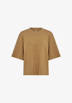 Veľmi veľké tričko s krátkym rukávom a okrúhlym výstrihom, voľný strih, hladká látka, zobrazené na bielom pozadí.