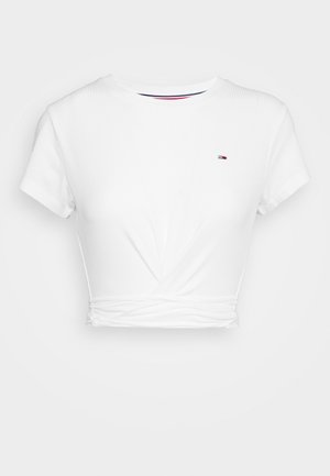 CROP STRAP FRONT - Print T-shirt - ecru