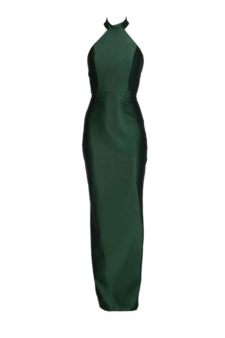 green dress philippines Silk Olive Green Halter Dress – VESTIDO main image 1