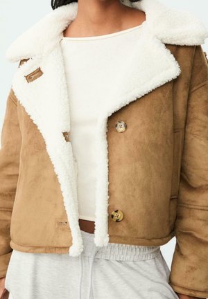 Veste en similicuir - mottled dark brown