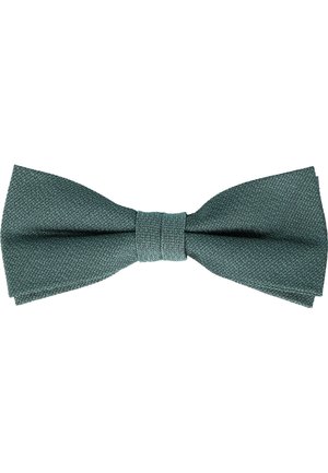 Textured dark teal bow tie with a central knot. Features a classic symmetrical design and soft fabric. Suitable for formal occasions.