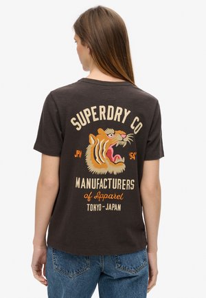 Superdry & Co WORKWEAR EMBROIDER POCKET  - Print T-shirt - bison black