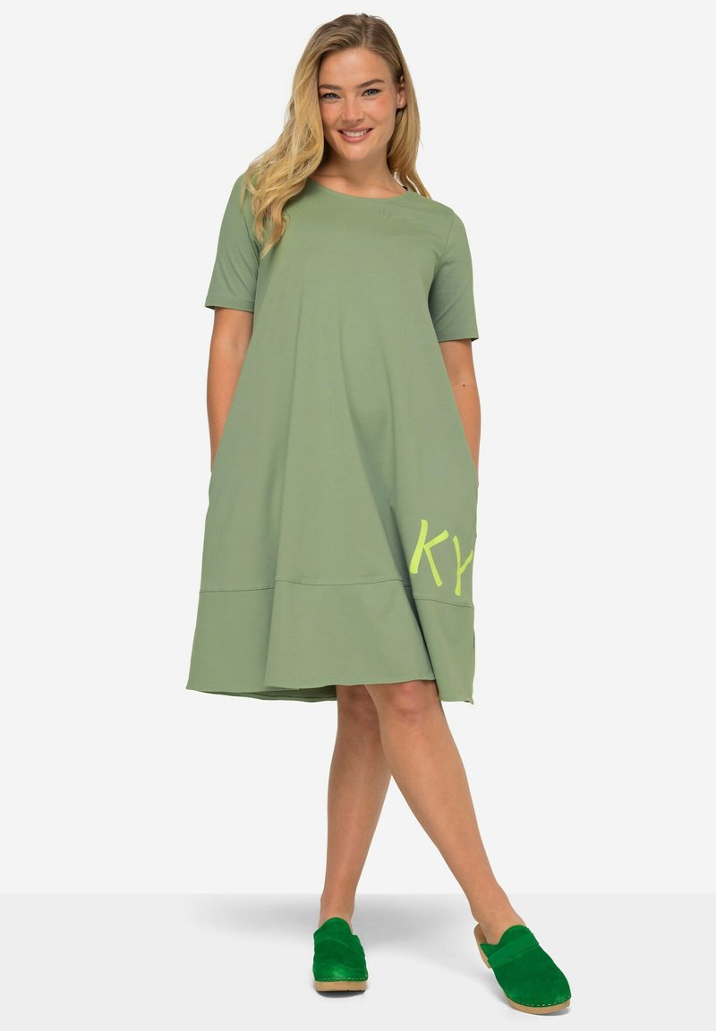 LAURASØN MIDI-DRESS PRINT-DRESS SHORTSLEEVE - Žerzejové šaty - mint green