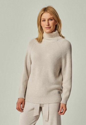 YOU LOOK PERFECT EVE - MERINO KNIT SWEATER WITH STAND-UP COLLAR - Strickpullover - beige