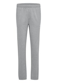 Grå sweatpants lavet af blødt, letvægts bomuldsblanding. Har en elastisk talje og et enkelt design uden lommer eller mønstre.