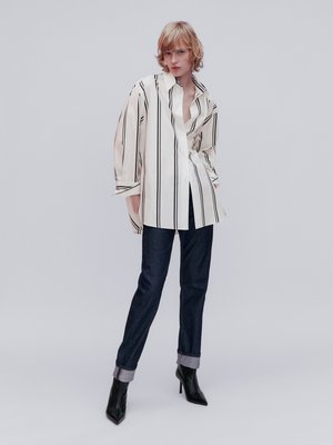WITH DOUBLE STRIPE - Button-down blouse - white