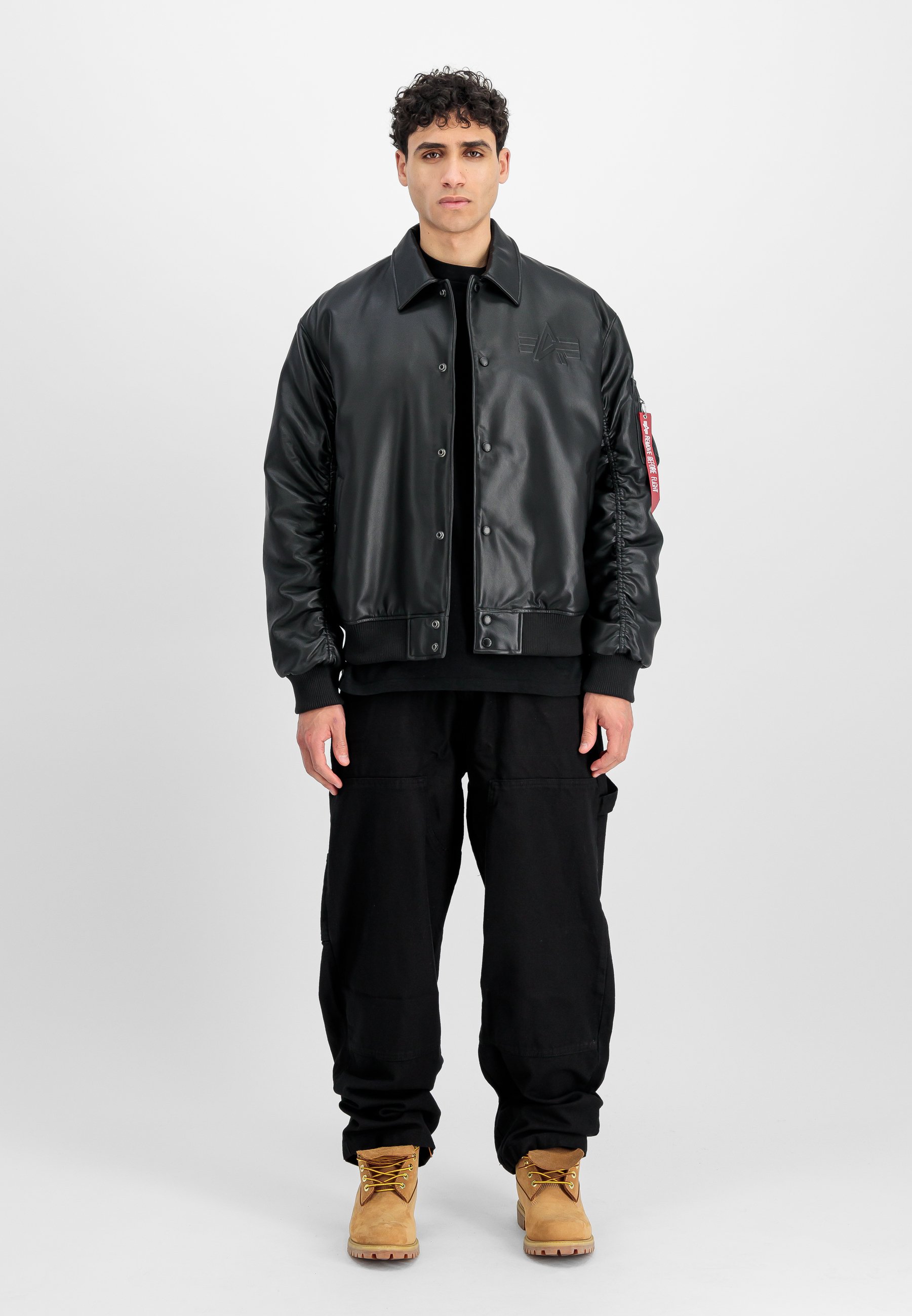 Alpha Industries COLLEGE - Faux leather jacket - black - Zalando
