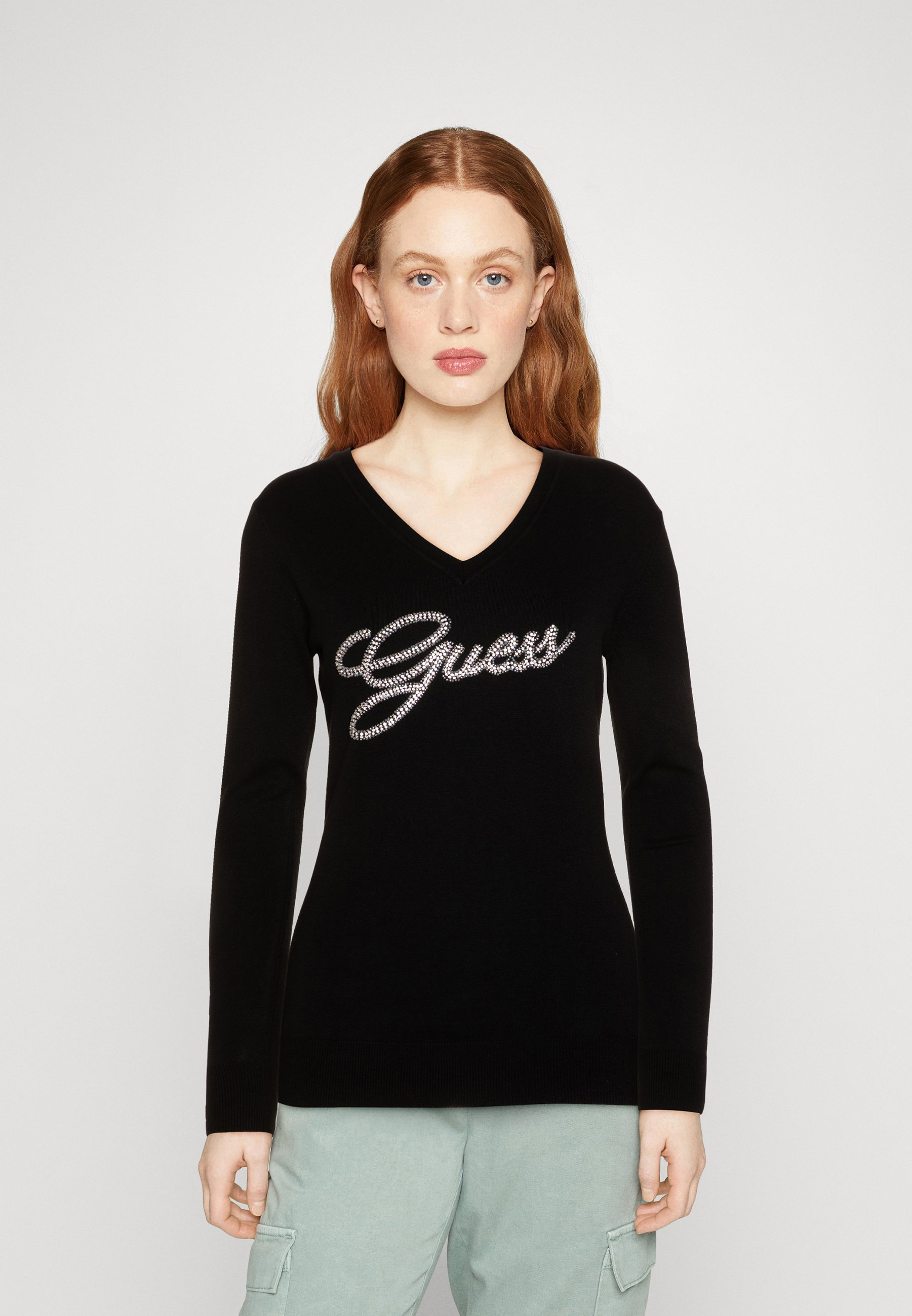 Guess LAURE LOGO Neule Jet Black musta Zalando fi Guess LAURE LOGO Neule Jet Black musta Zalando fi
