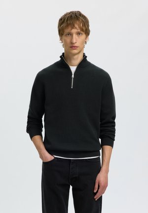 Selected, SLMDANE HALF ZIP - Striktrøje - black