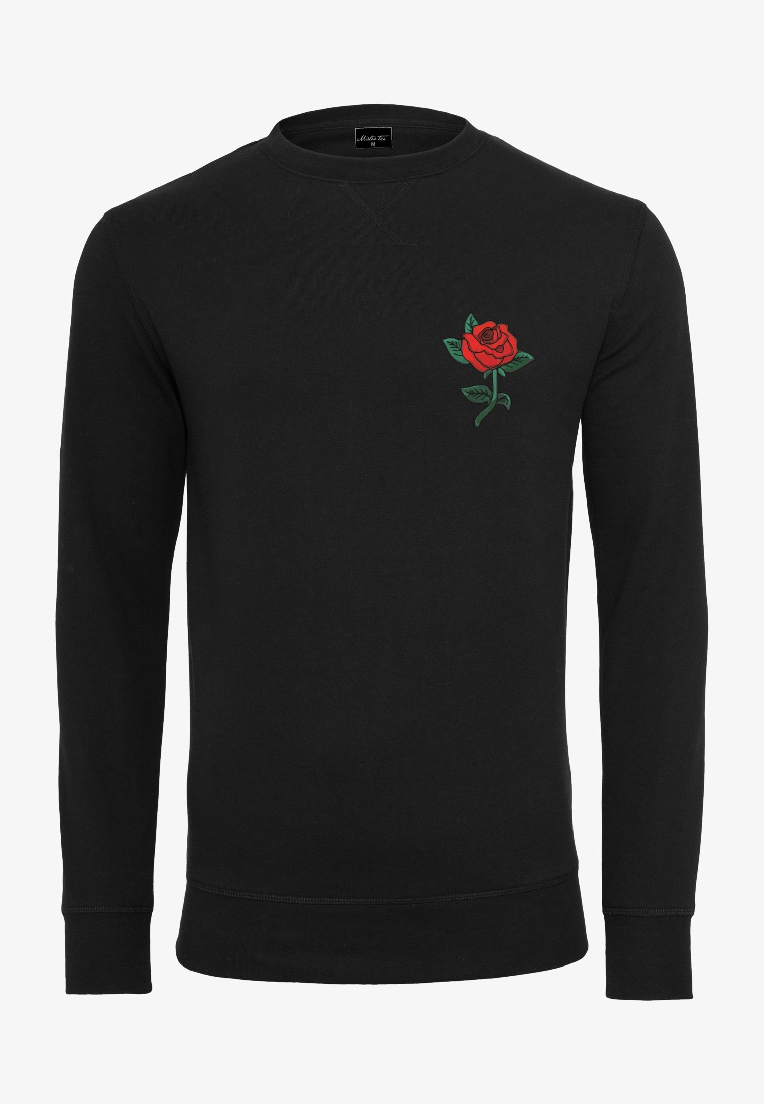 Rosas Bordadas Sudadera Negra Y Rosa Hombre New Spring Autumn