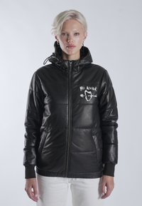 MI AMOR EMBROIDERY PUFFER - Ādas jaka - black