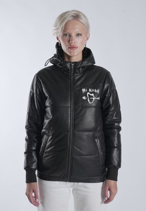 Mira Paris MI AMOR EMBROIDERY PUFFER - Leather jacket - black