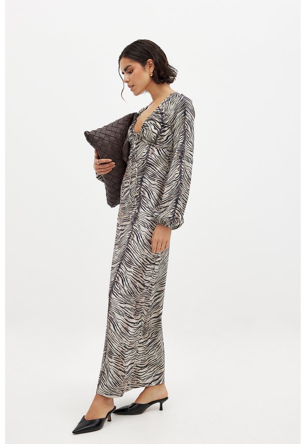 JERSEY BALLOON SLEEVE MIDI DRESS - Maxikleid - tiger