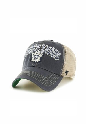 Dunkelblau-beige Baseballkappe aus Mesh mit dem Schriftzug "MAPLE LEAFS" und dem Logo der Toronto Maple Leafs auf der Vorderseite.