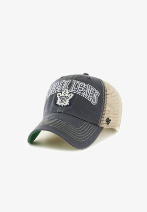 Dunkelblau-beige Baseballkappe aus Mesh mit dem Schriftzug "MAPLE LEAFS" und dem Logo der Toronto Maple Leafs auf der Vorderseite.