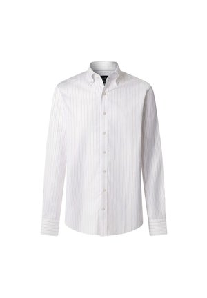 Witte dress shirt met lange mouwen, dunne verticale strepen in lichte kleuren, met button-down kraag en verstelbare manchetten. Gemaakt van een katoenmix.