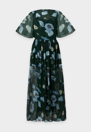 Erdem, FLORAL VOILE SHORT SLEEVE MIDI DRESS - Robe de cocktail - dark green