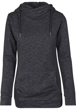 LADIES SLUB TERRY HIGH NECK HOODY - Mikina s kapucňou - black